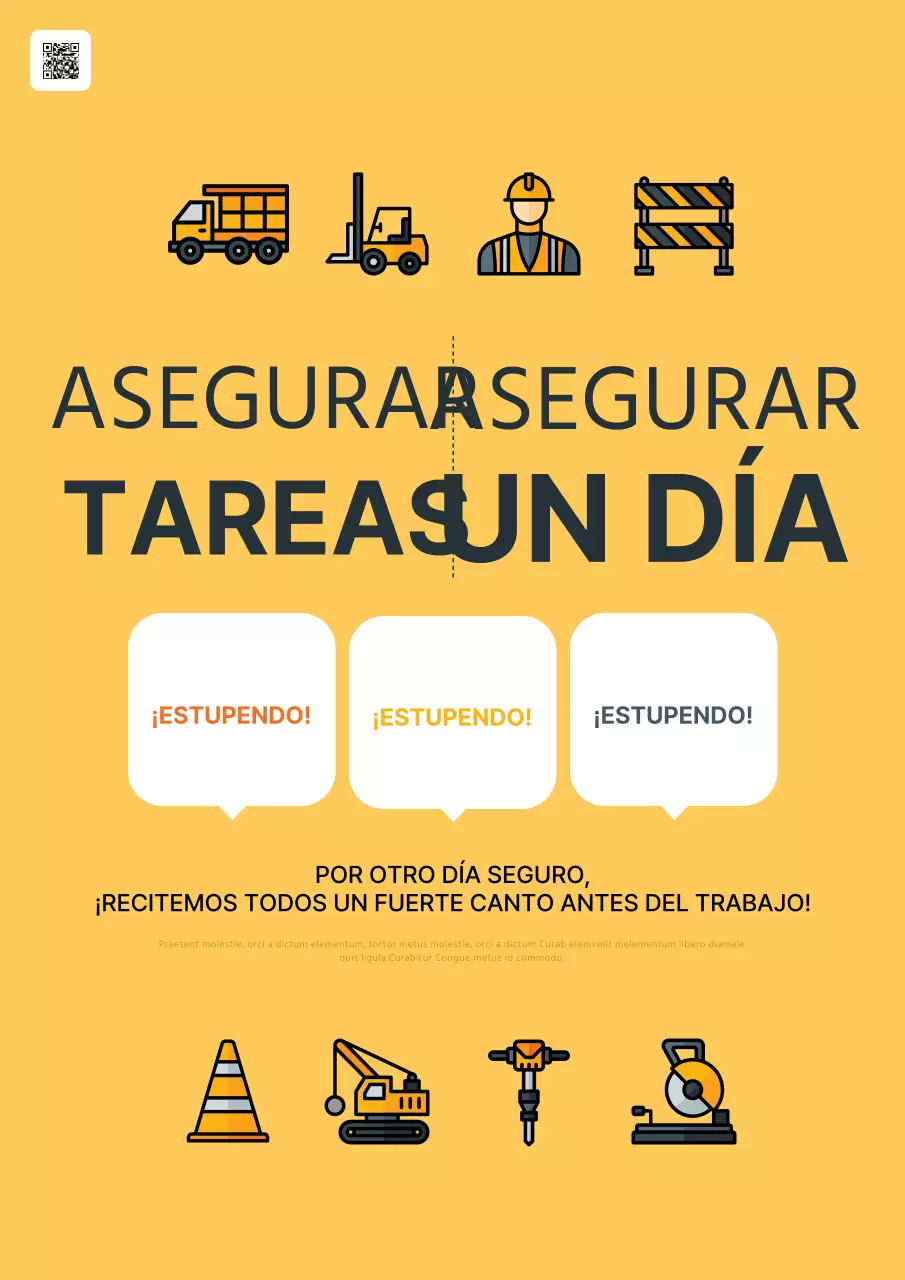 Promover lemas minimalistas de seguridad laboral en amarillo y negro