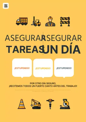 Promover lemas minimalistas de seguridad laboral en amarillo y negro