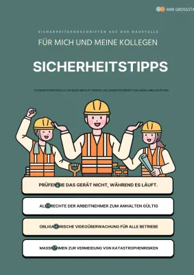 Slogans zur Förderung der Sicherheit am Arbeitsplatz in Grün und Gelb