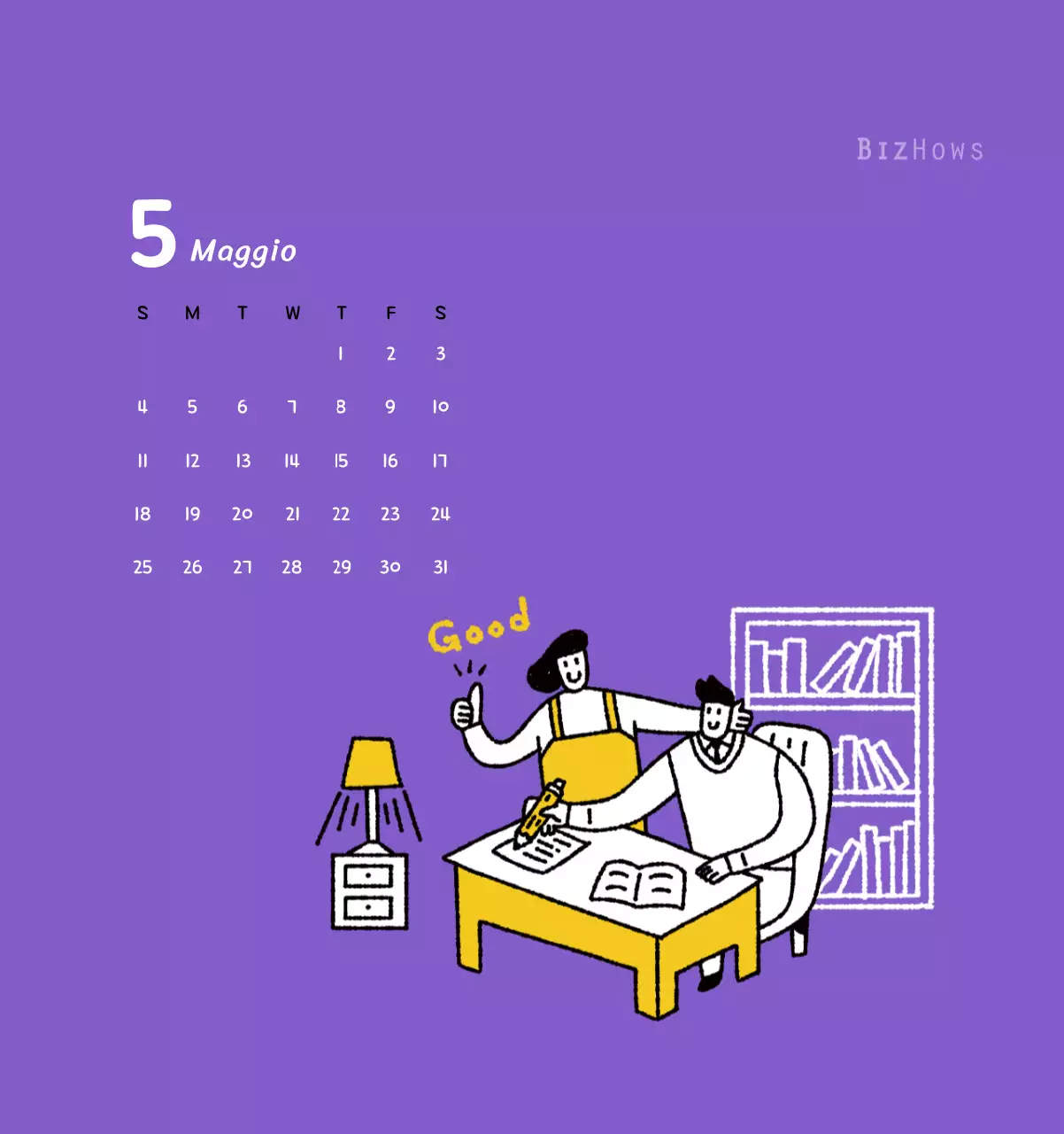 Calendario di Capodanno con simpatiche illustrazioni