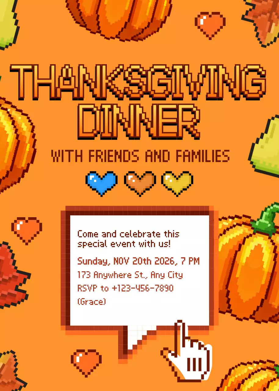 Lời mời Lễ Tạ ơn màu cam cổ điển