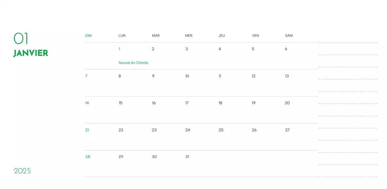 Un calendrier avec une photo de chiot et un message mignon dans une couleur verte.