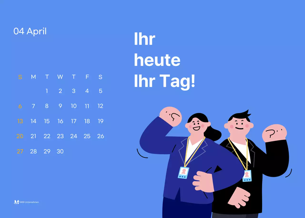 Motivationskalender mit energiegeladenen Illustrationen und positiven Zitaten auf hellblauem Hintergrund