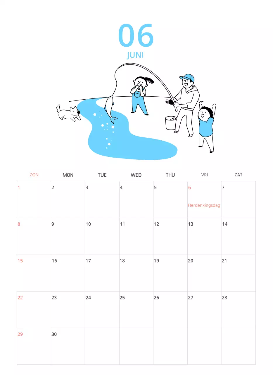 Een kleurrijke geïllustreerde kalender