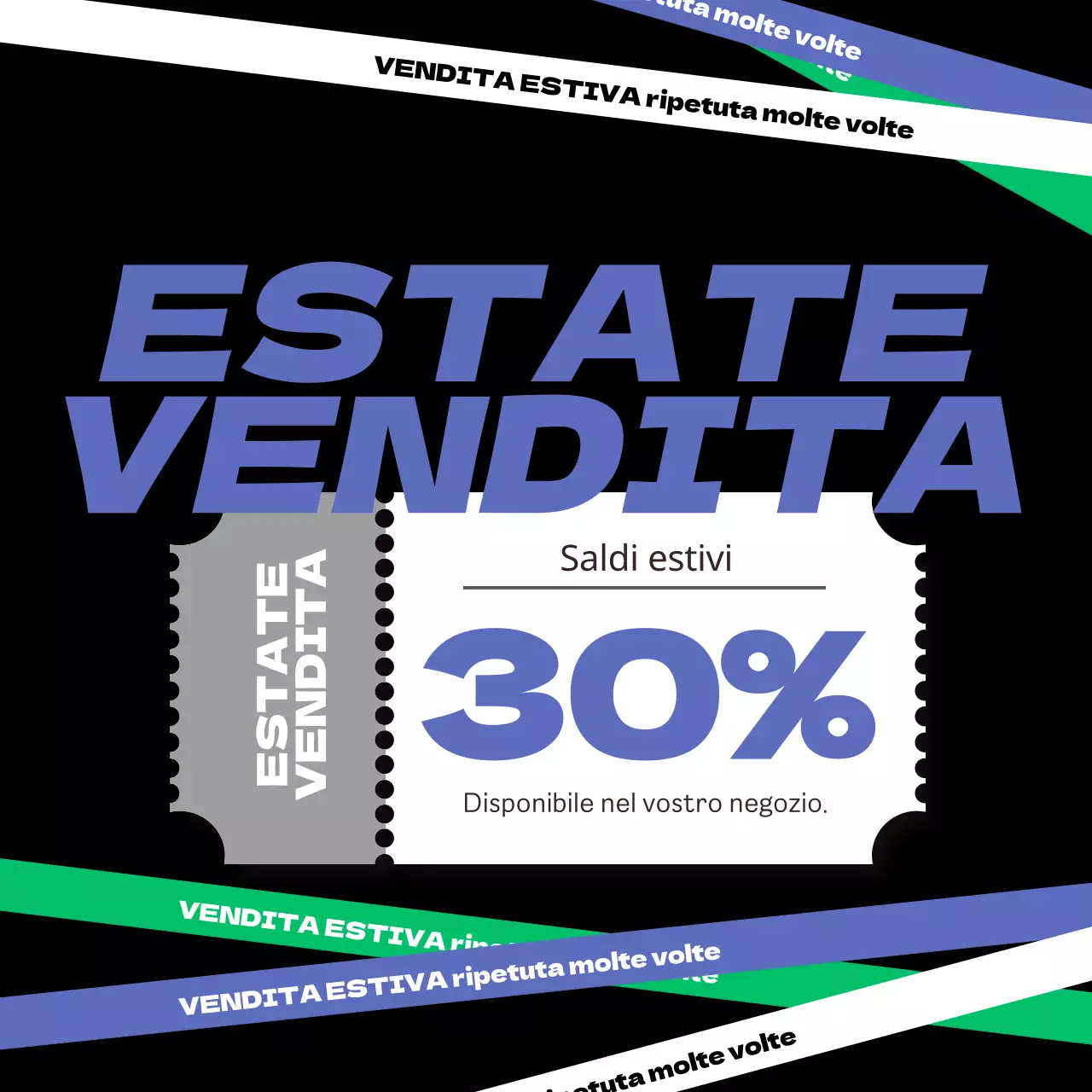 Una collezione di saldi estivi con accenti viola e verdi