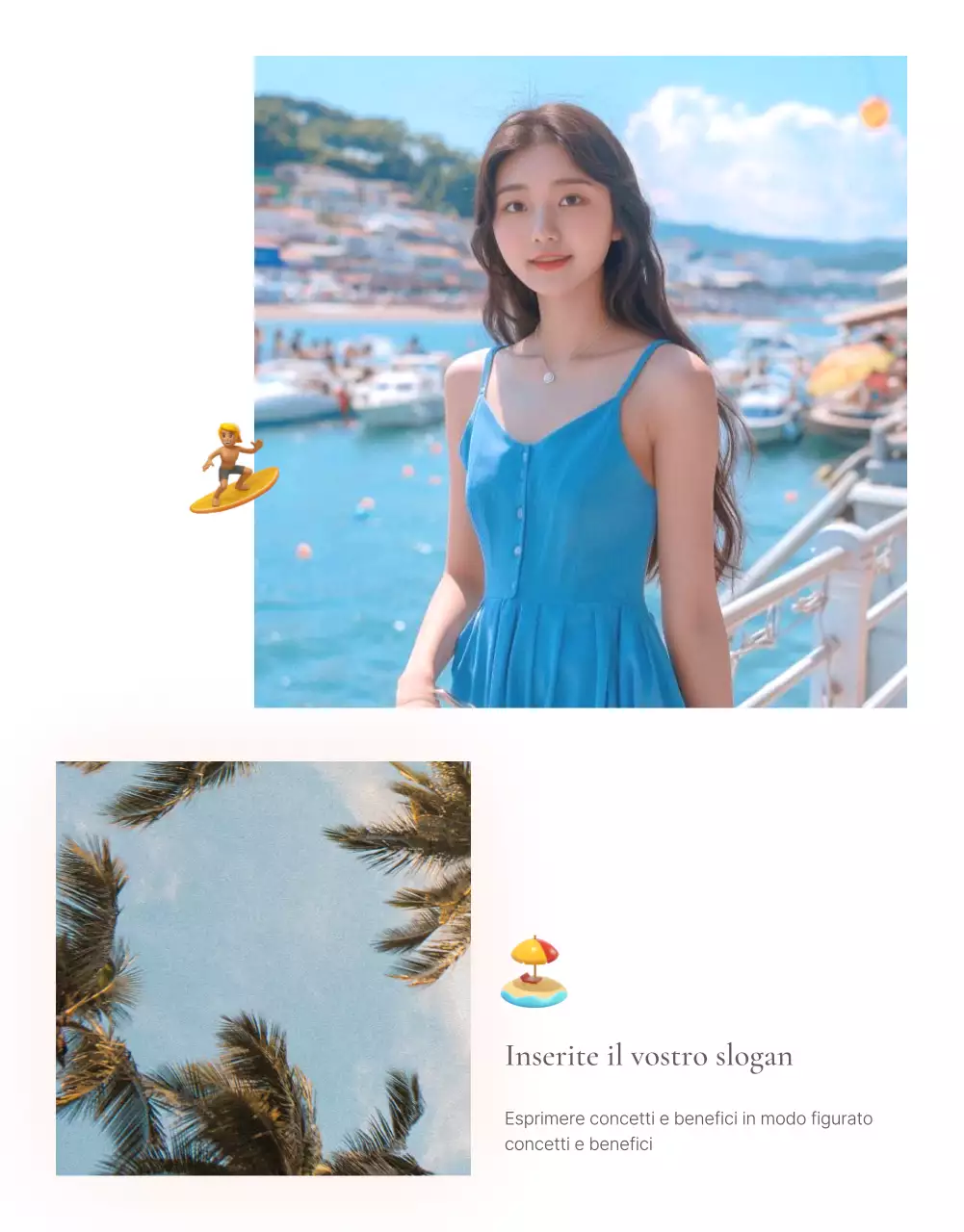 Concetto di emoji di tendenza per le vacanze estive in blu e azzurro per promuovere la moda