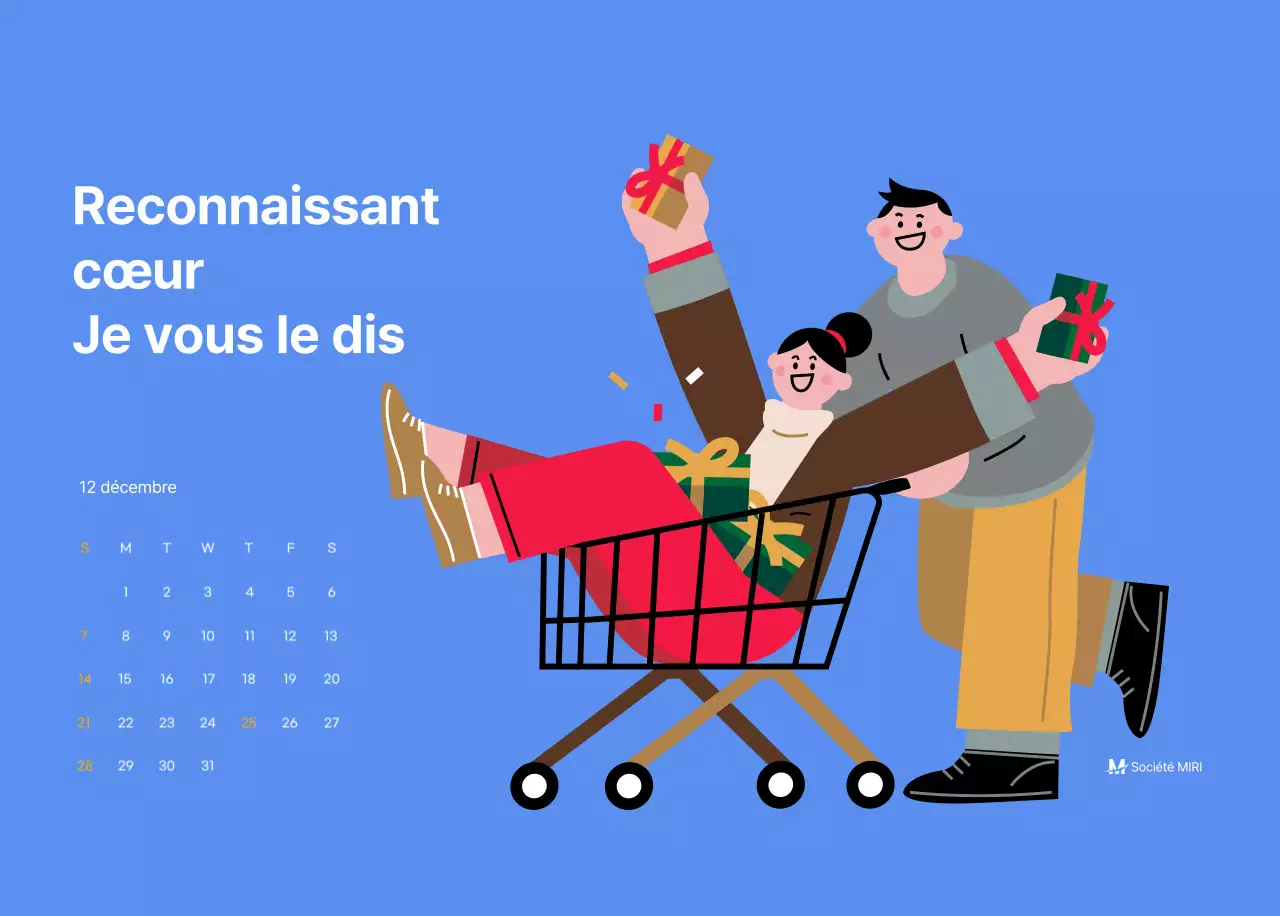 Calendrier de motivation avec des illustrations énergiques et des citations positives sur un fond bleu clair