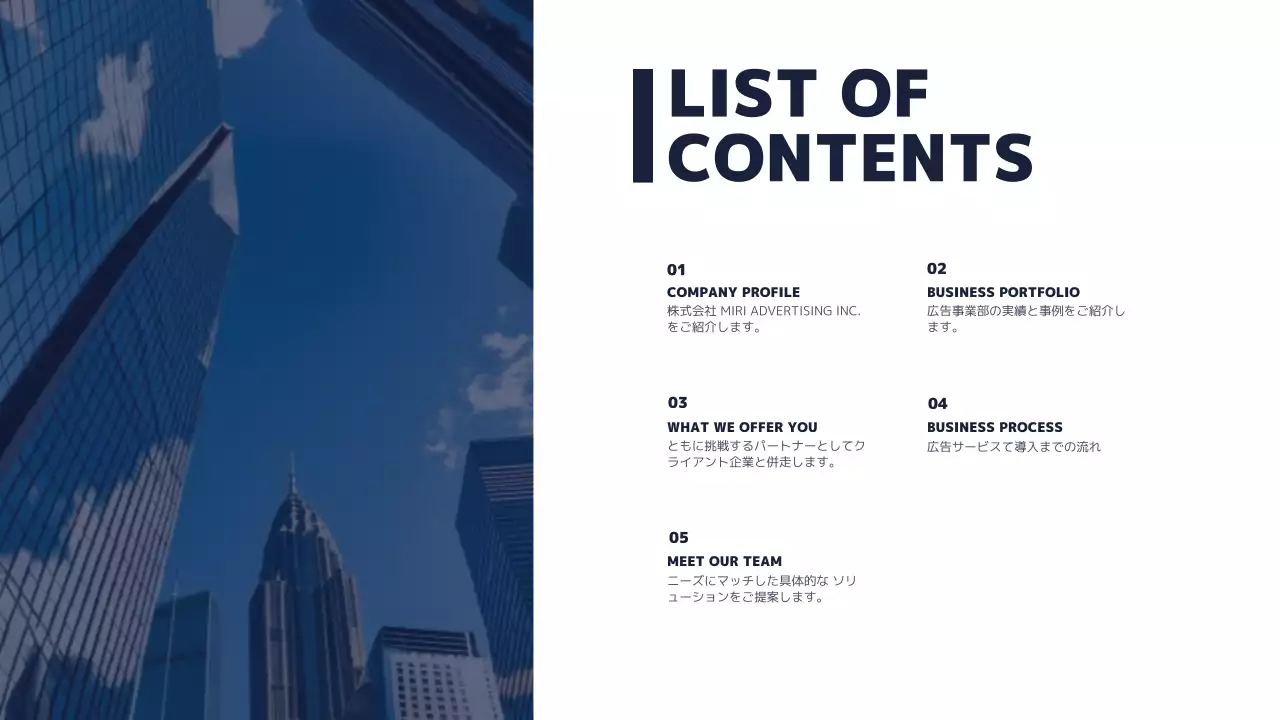 青 モダン ビジネス 企画書 プレゼンテーション