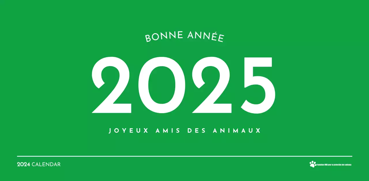 Un calendrier avec une photo de chiot et un message mignon dans une couleur verte.