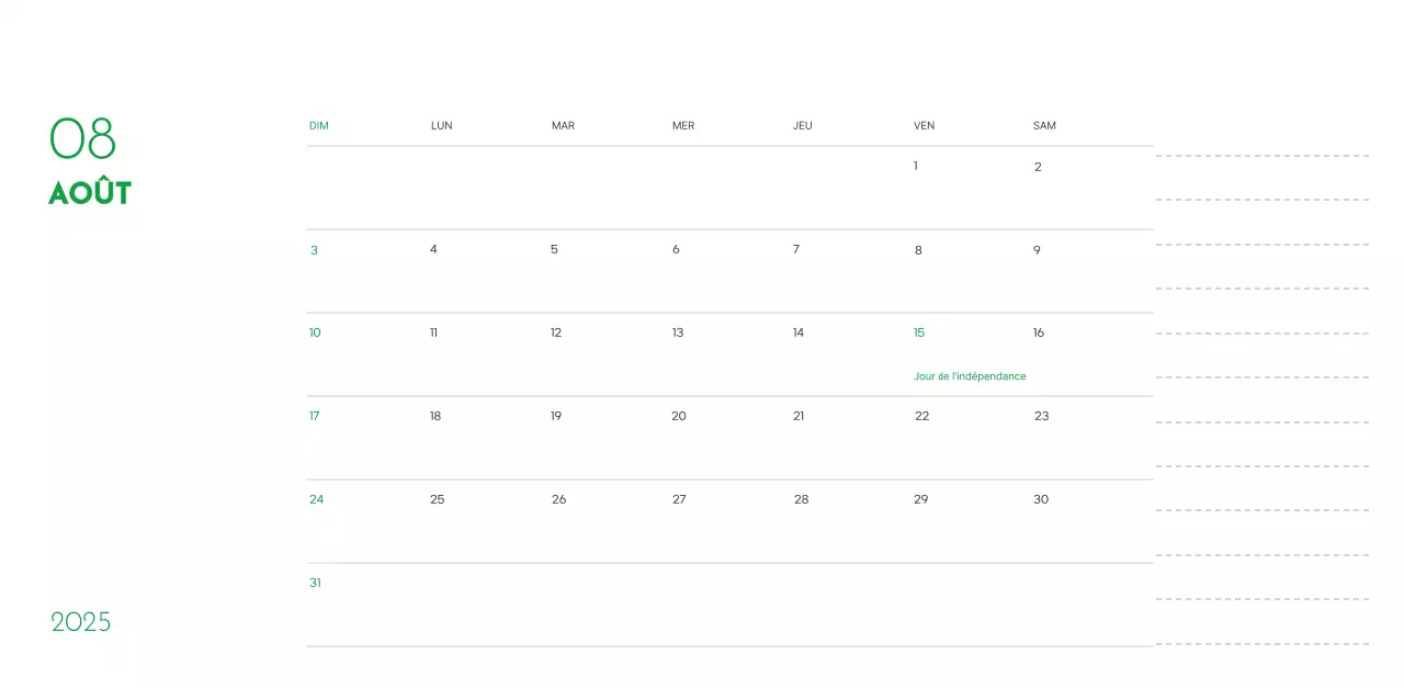 Un calendrier avec une photo de chiot et un message mignon dans une couleur verte.