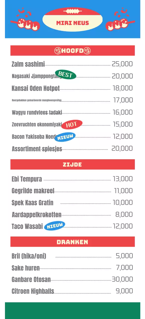 Gids voor retro kitscherige izakaya in blauw en rood