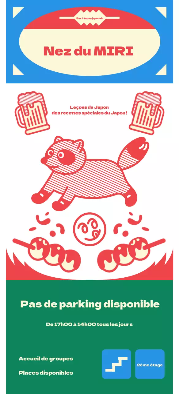 Guide des izakaya rétro kitsch en bleu et rouge