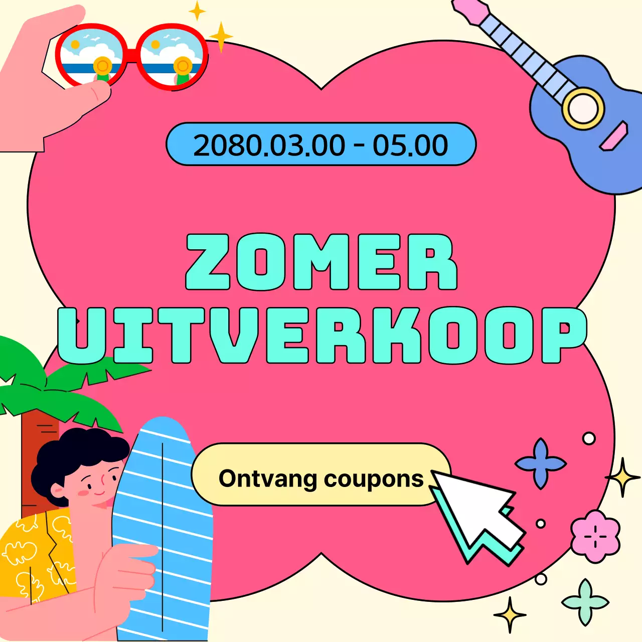 Een overzicht van kitscherige zomerevenementen in lichtblauw en roze