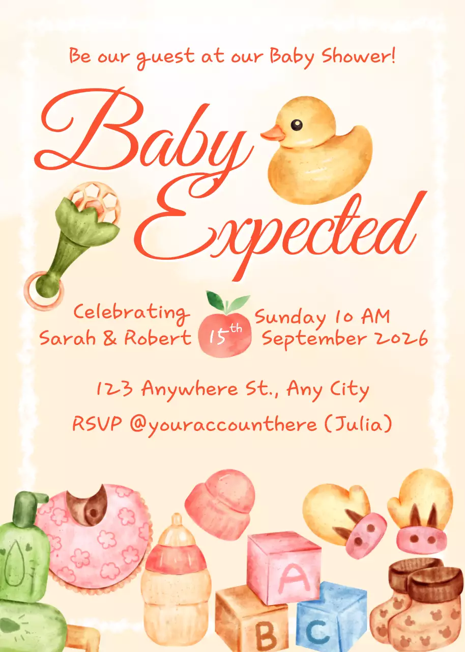 Undangan Baby Shower Lucu Berwarna Krem