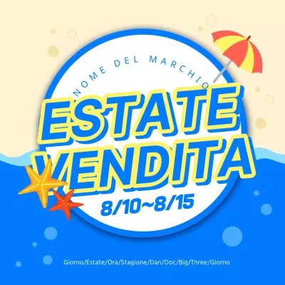 Titolo principale dell'evento estivo con accenti blu e gialli