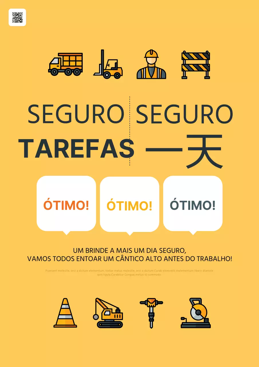 Promover slogans minimalistas de segurança no local de trabalho em amarelo e preto