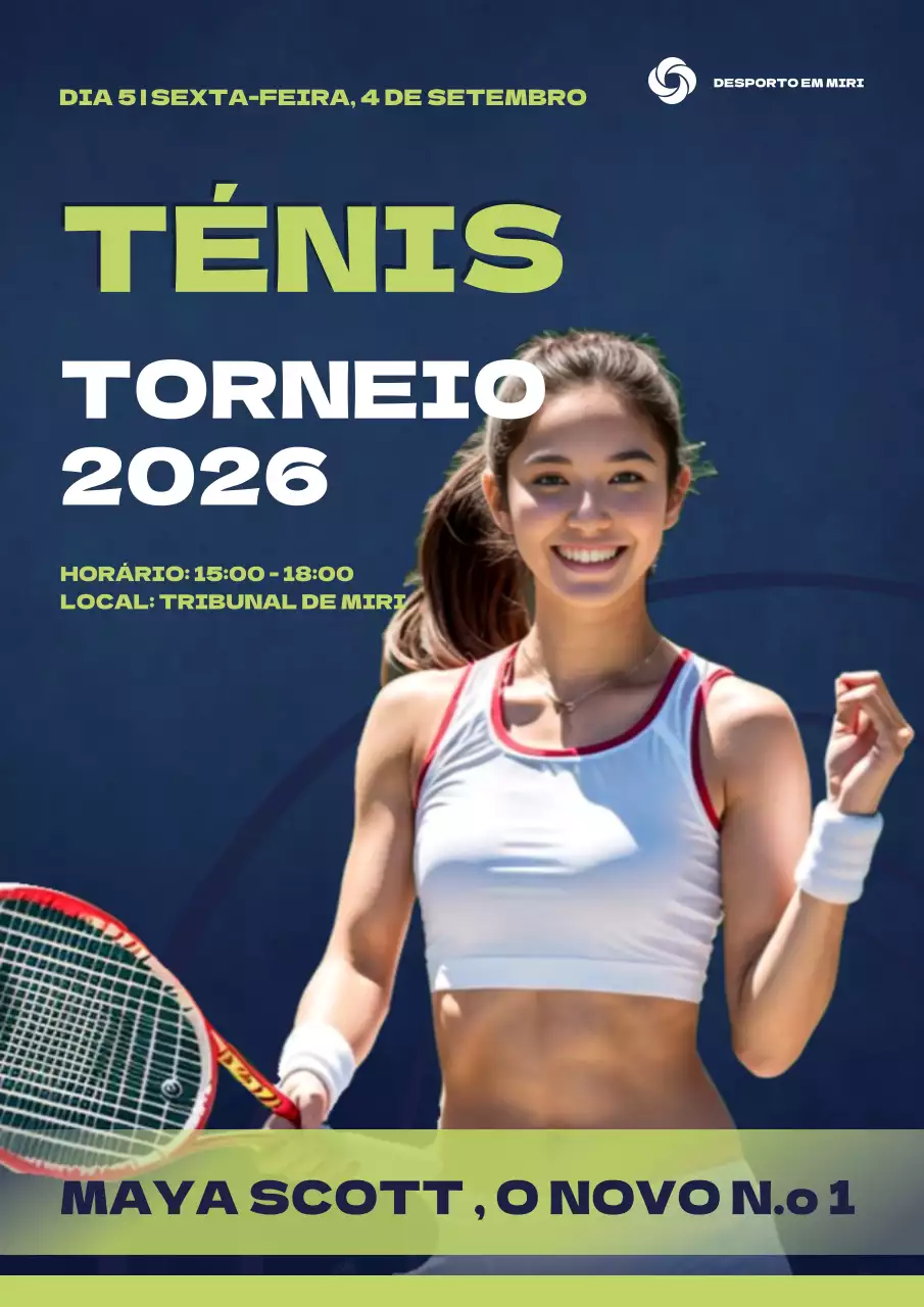 Folheto do torneio de ténis Blue Green Simple