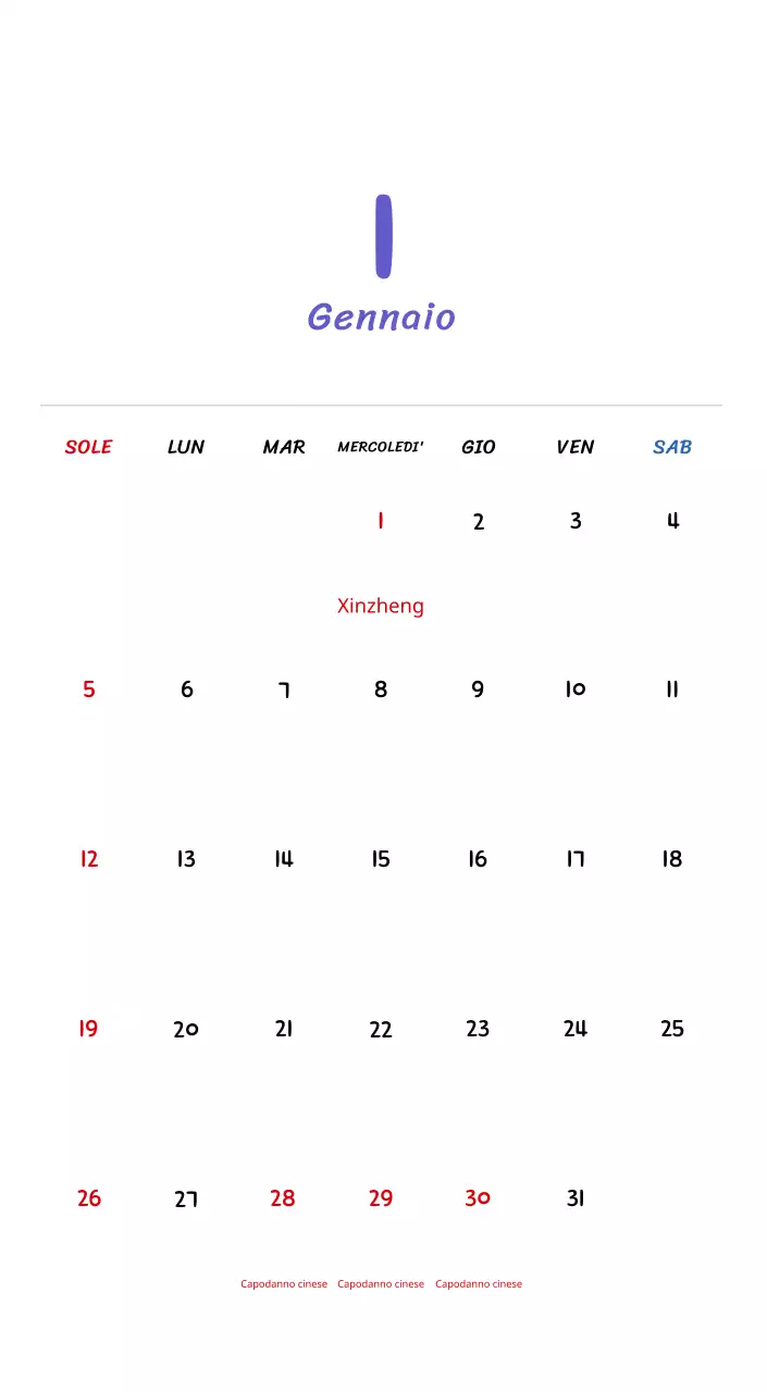 Calendario di Capodanno con simpatiche illustrazioni