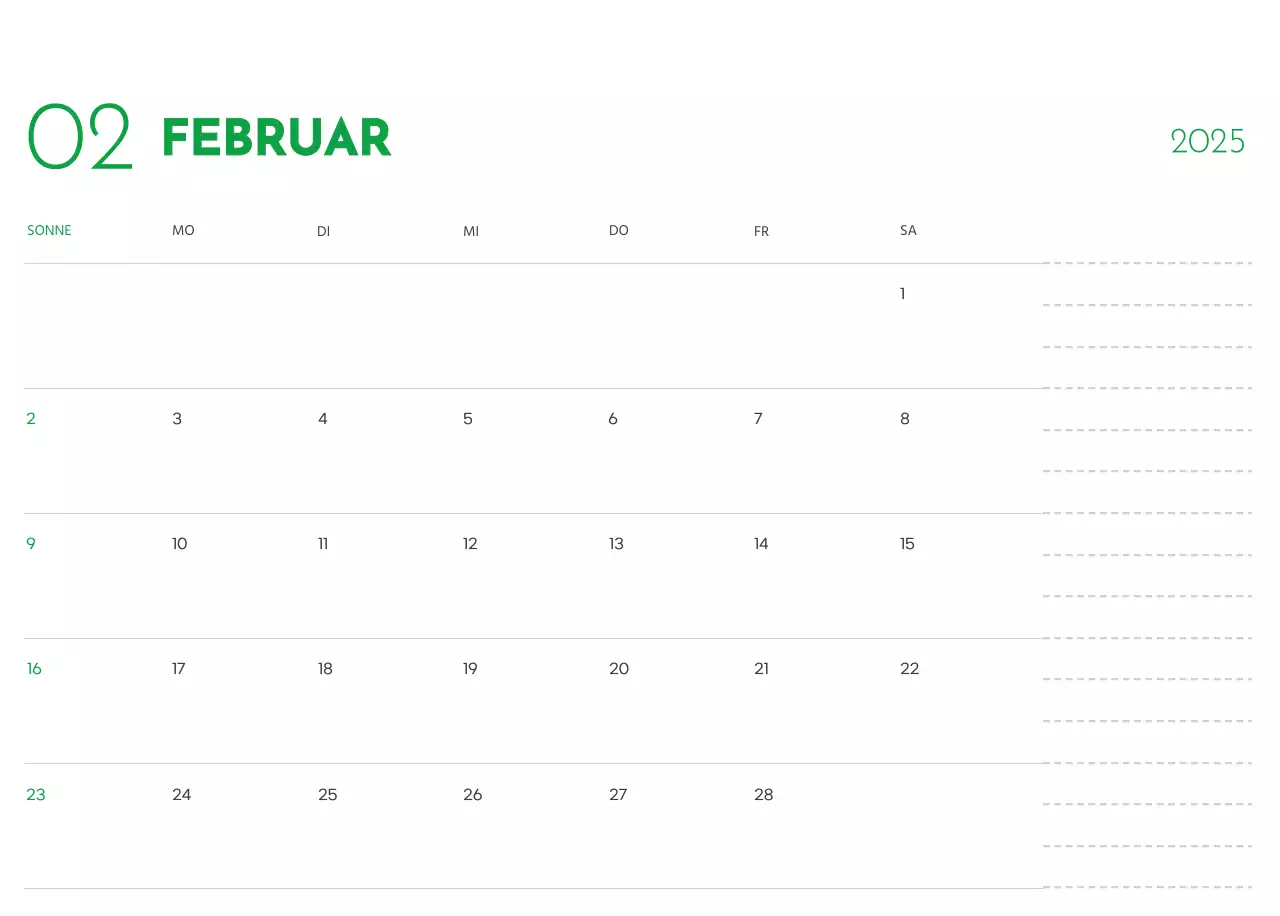 Ein Kalender mit einem Welpenfoto und einer süßen Botschaft in grüner Akzentfarbe
