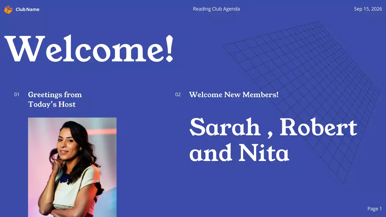 Blue Modern Reading Agenda Presentation