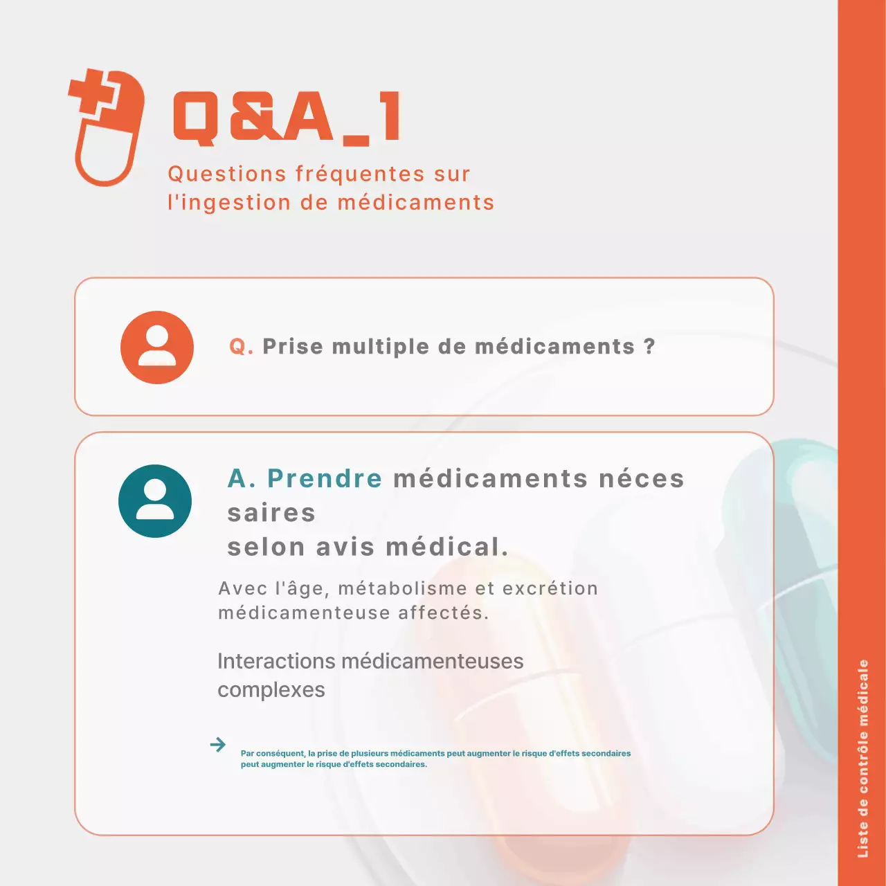 Un guide simple, en orange, pour utiliser correctement les médicaments
