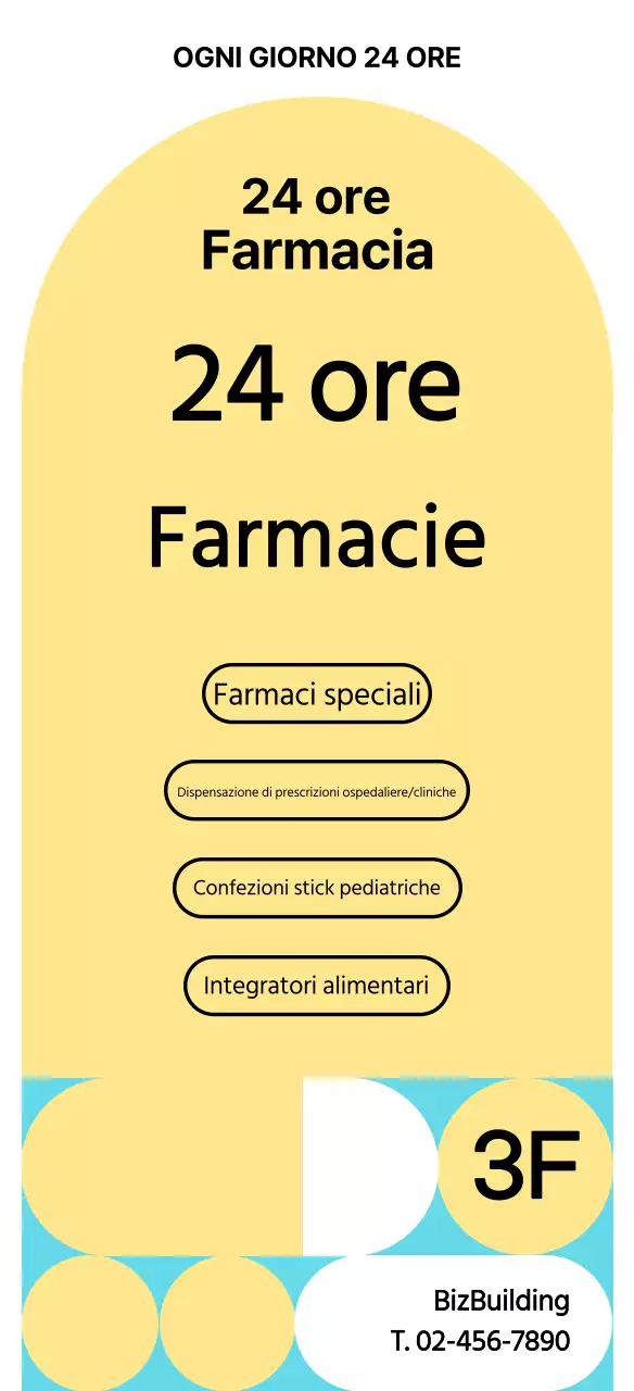 Guida alla farmacia ordinata, gialla, 24 ore su 24