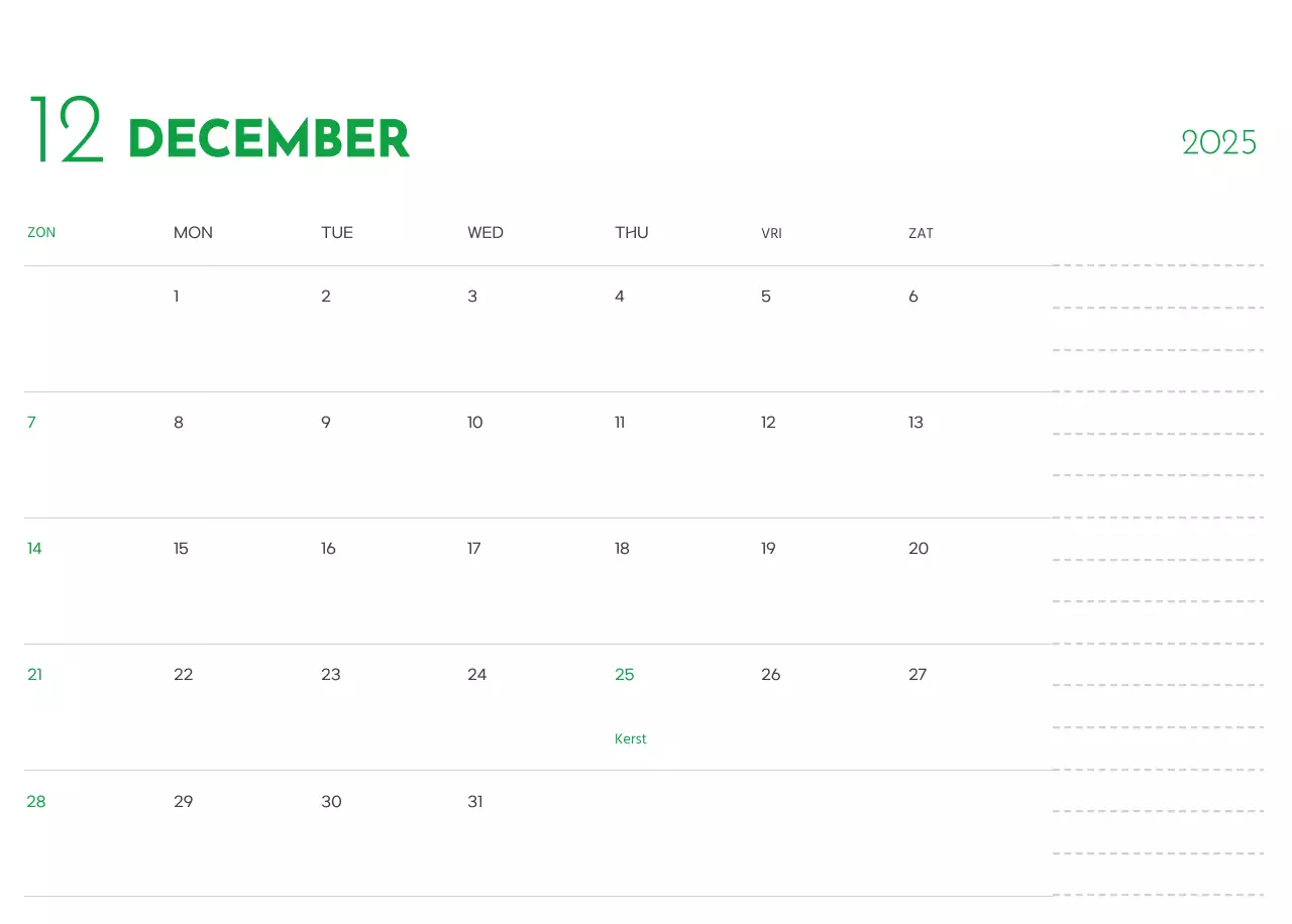 Een kalender met een puppyfoto en een schattige boodschap in groene accentkleur