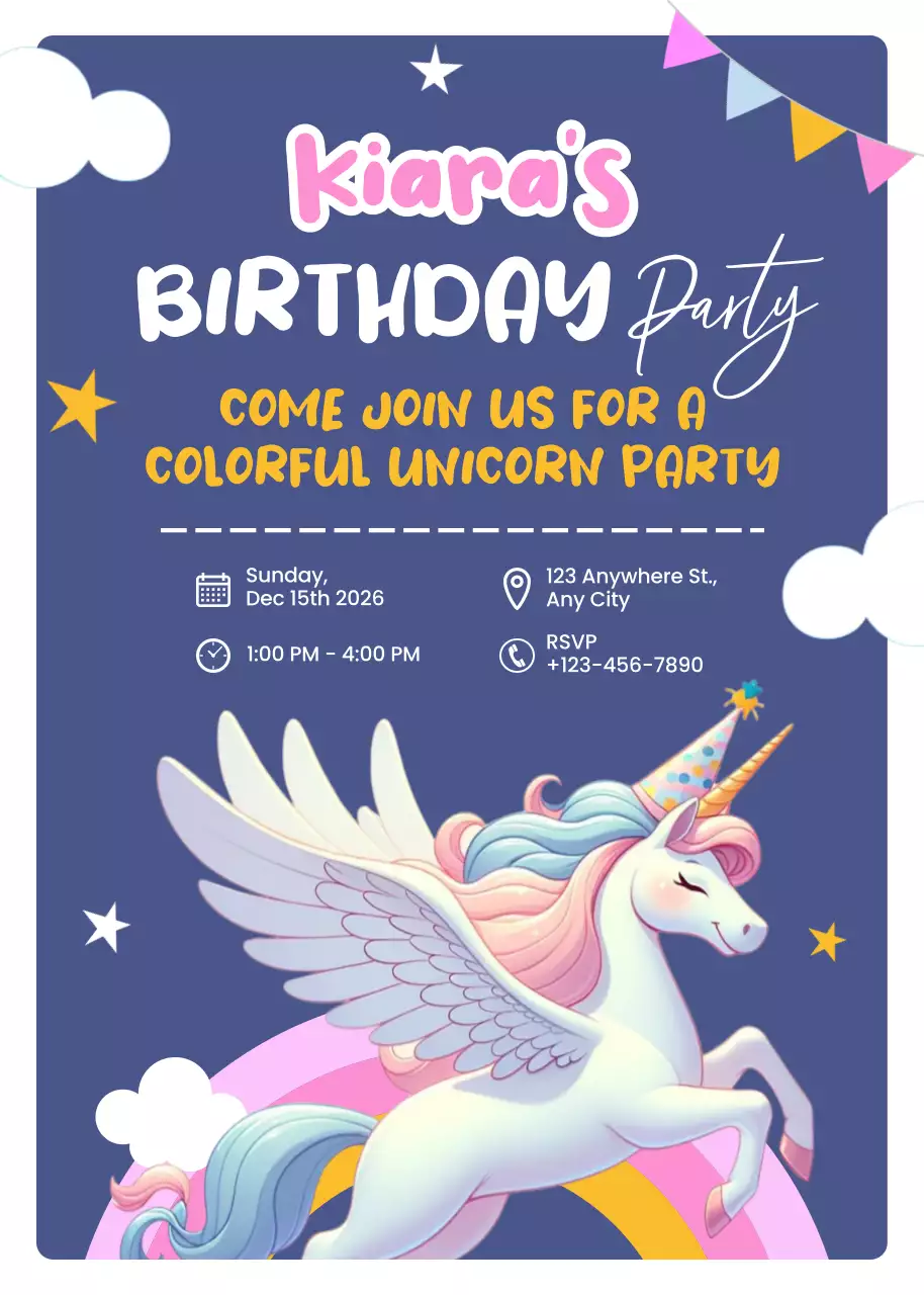 Thiệp mời tiệc sinh nhật màu tím dễ thương