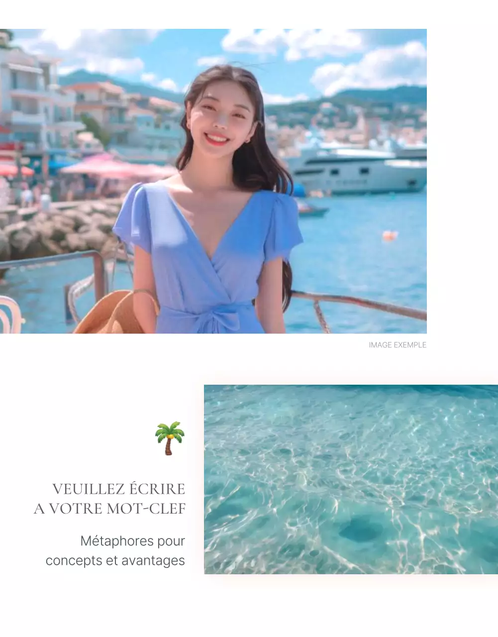 Concept d'emoji de vacances d'été en bleu et bleu clair pour promouvoir la mode