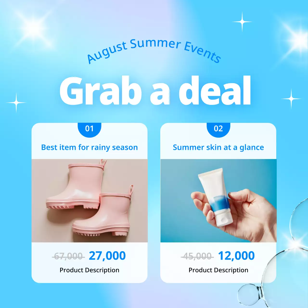Blue Trendy Summer Promotion Instagram Carousel