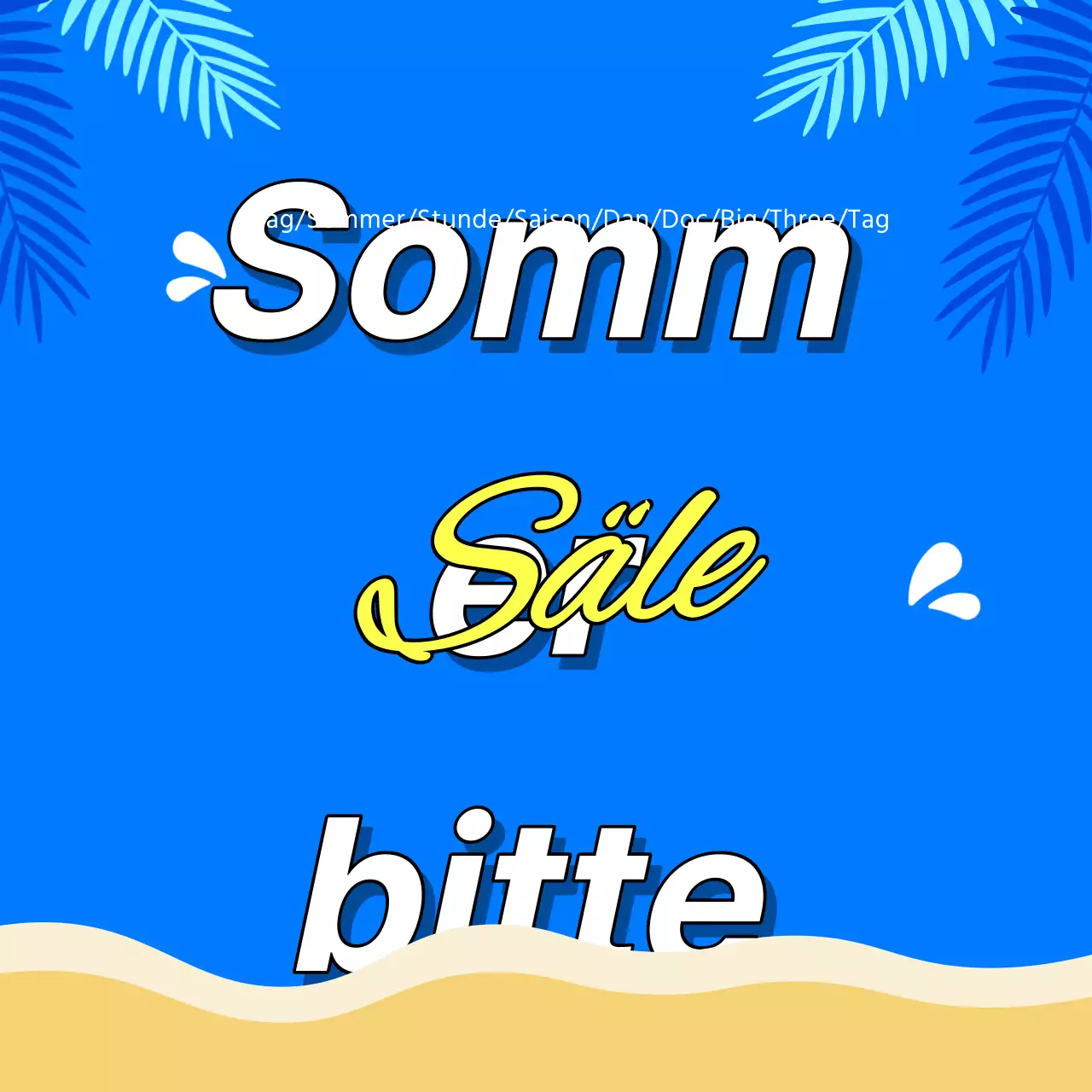 Haupttitel der Sommerveranstaltung mit blauen und gelben Akzenten