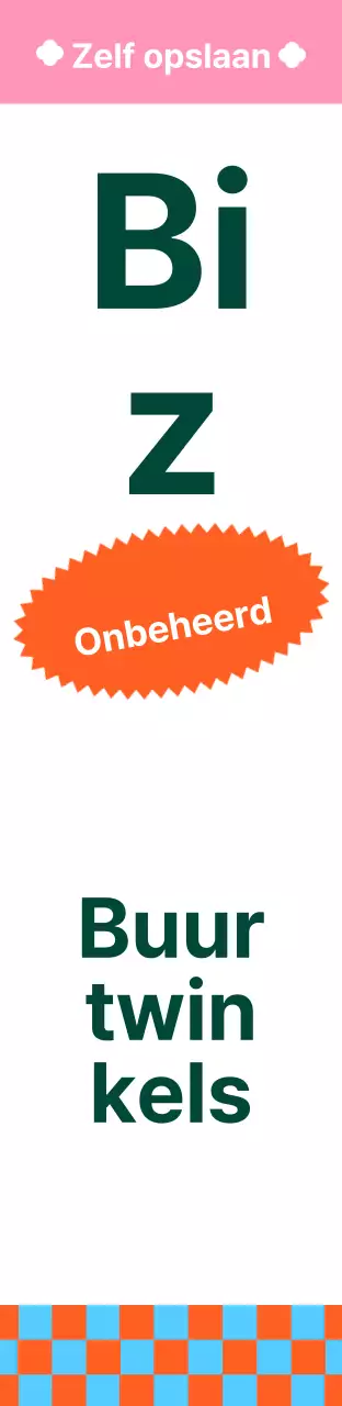 Vierkant groot formaat verkeersbord voor buurtwinkels met levendige kleuren en patronen