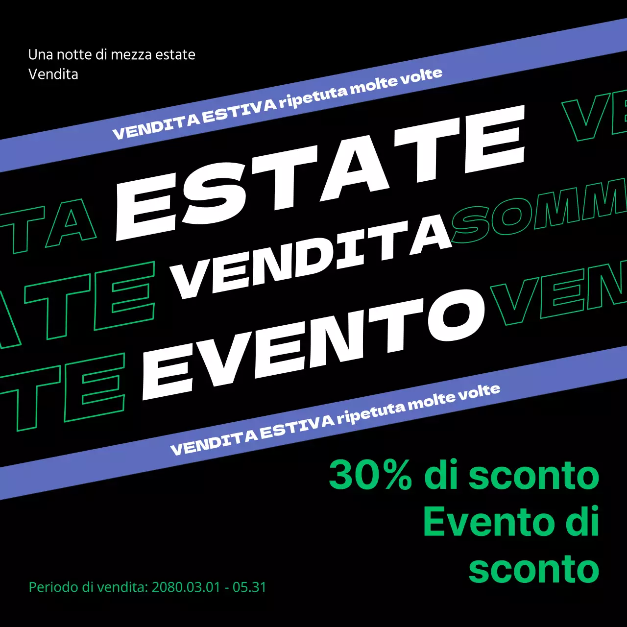 Una collezione di saldi estivi con accenti viola e verdi