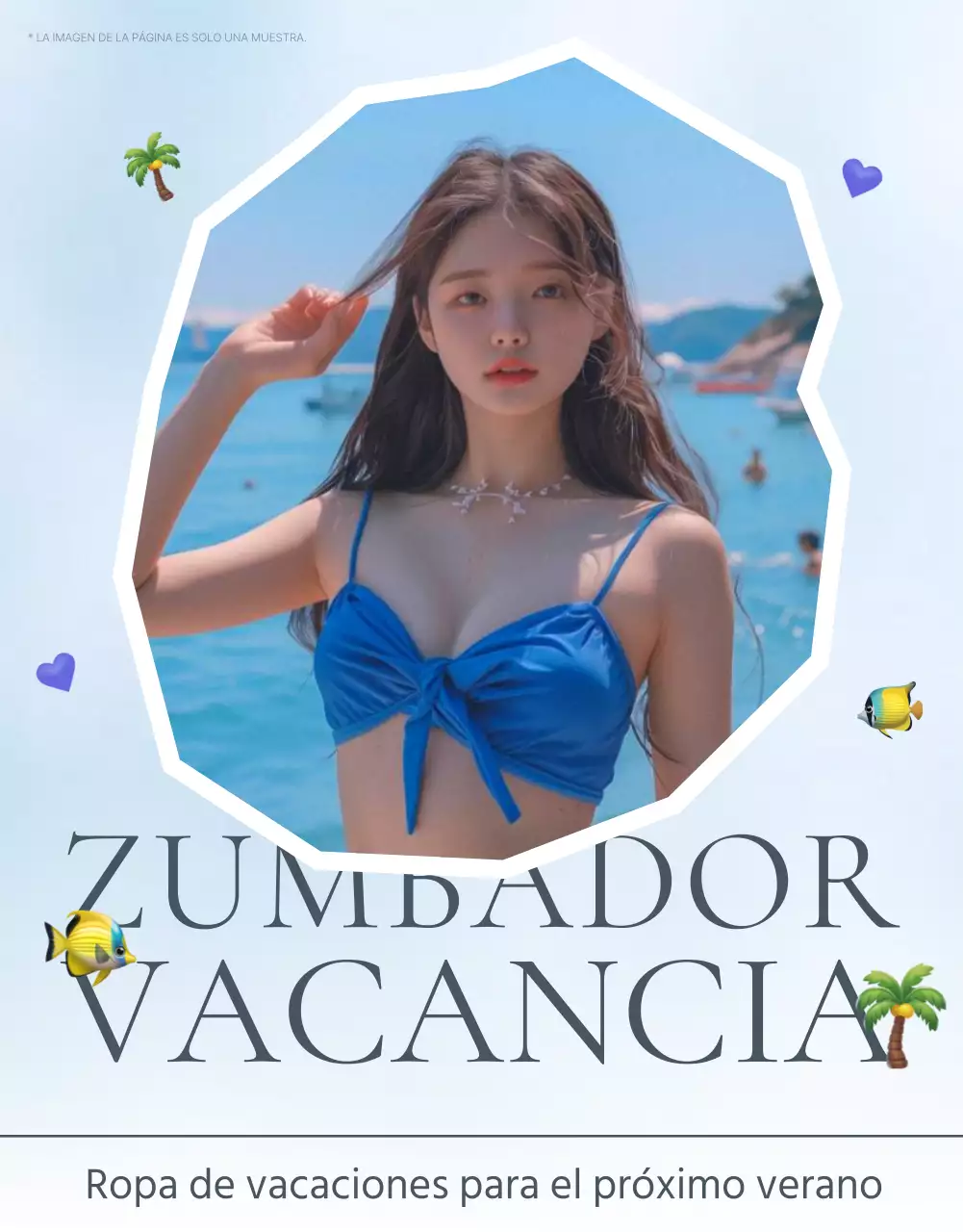Concepto de emoji de vacaciones de verano en azul y azul claro para promover la moda