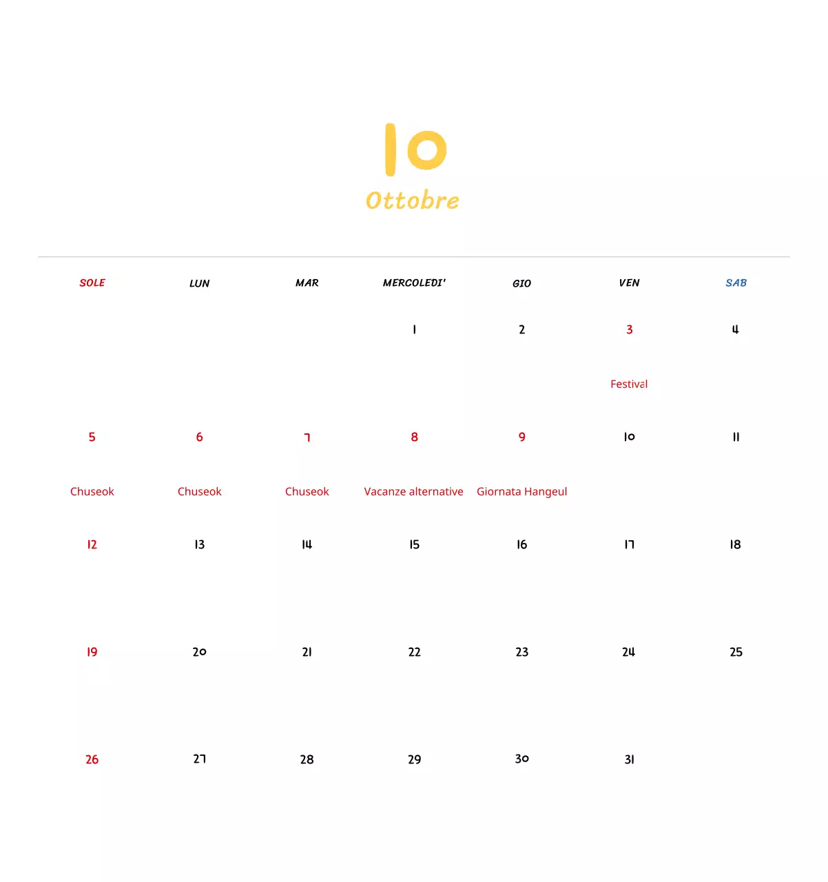 Calendario di Capodanno con simpatiche illustrazioni