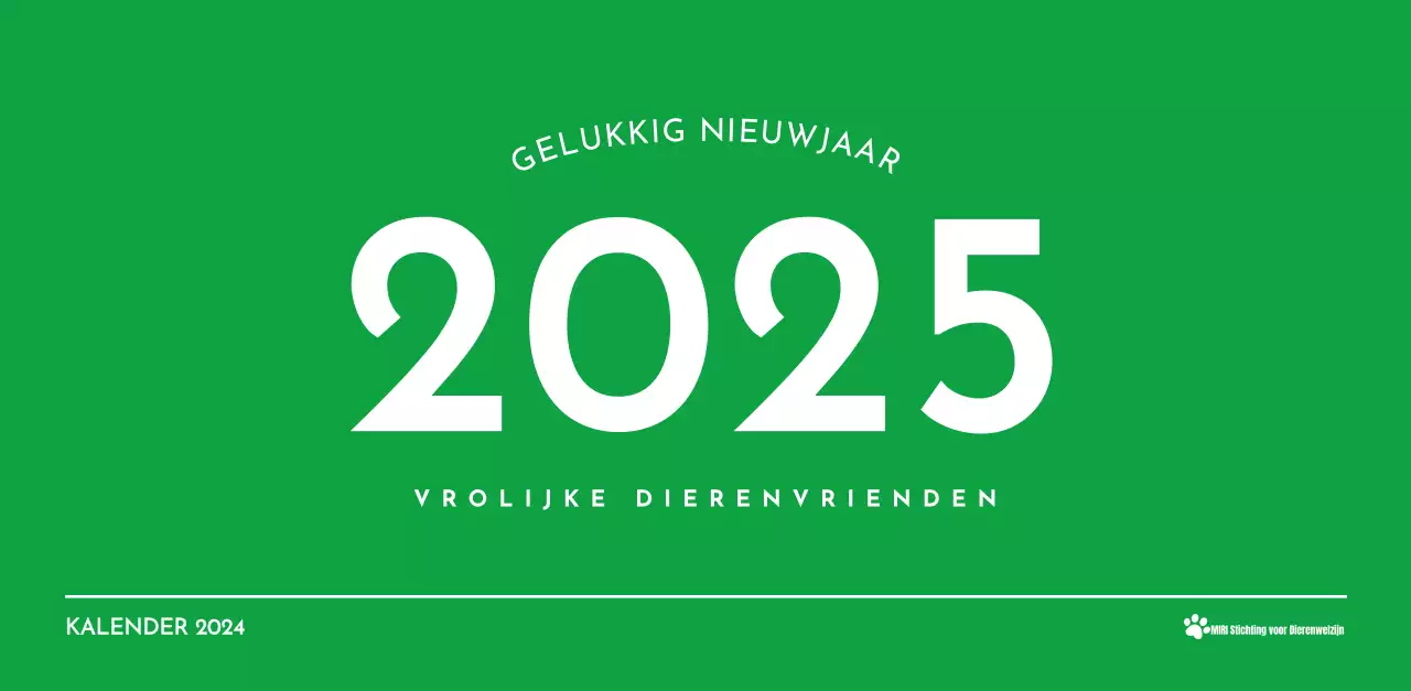 Een kalender met een puppyfoto en een schattige boodschap in groene accentkleur