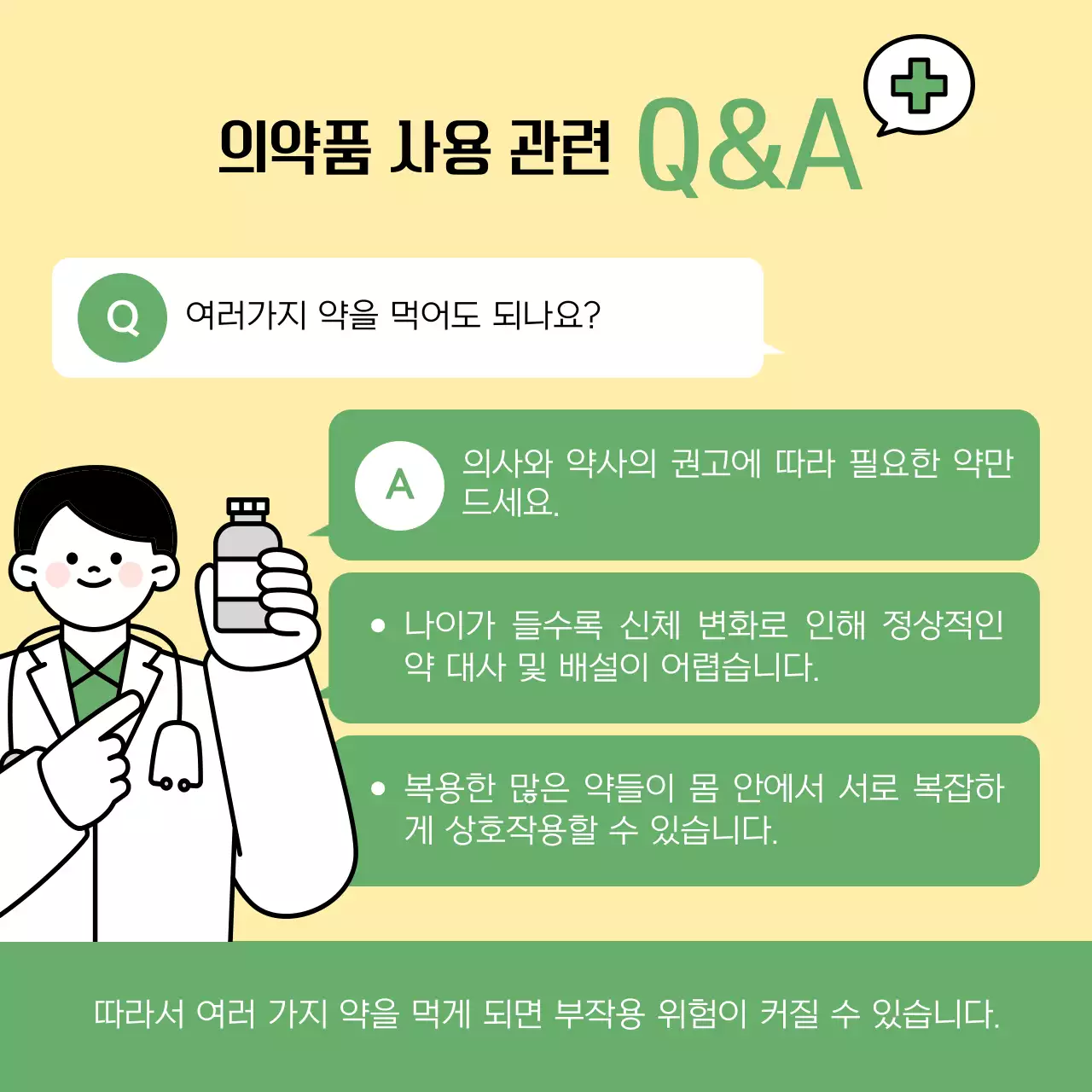 초록과 노랑의 깔끔한 올바른 의약품 사용법 안내서