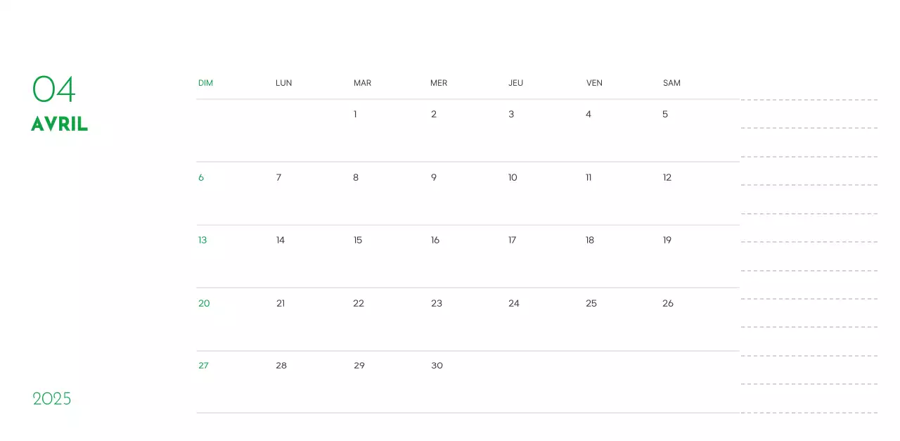 Un calendrier avec une photo de chiot et un message mignon dans une couleur verte.