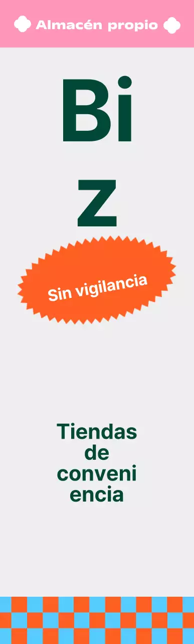 Cartel cuadrado de colores vivos para tienda de comestibles de tamaño mediano