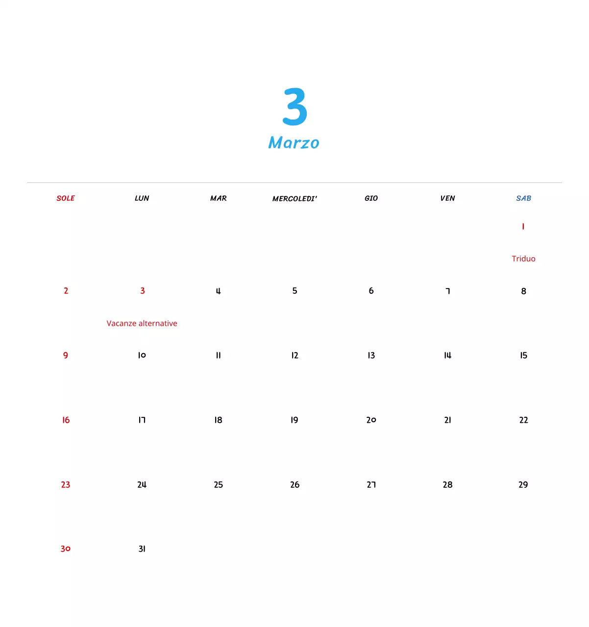Calendario di Capodanno con simpatiche illustrazioni
