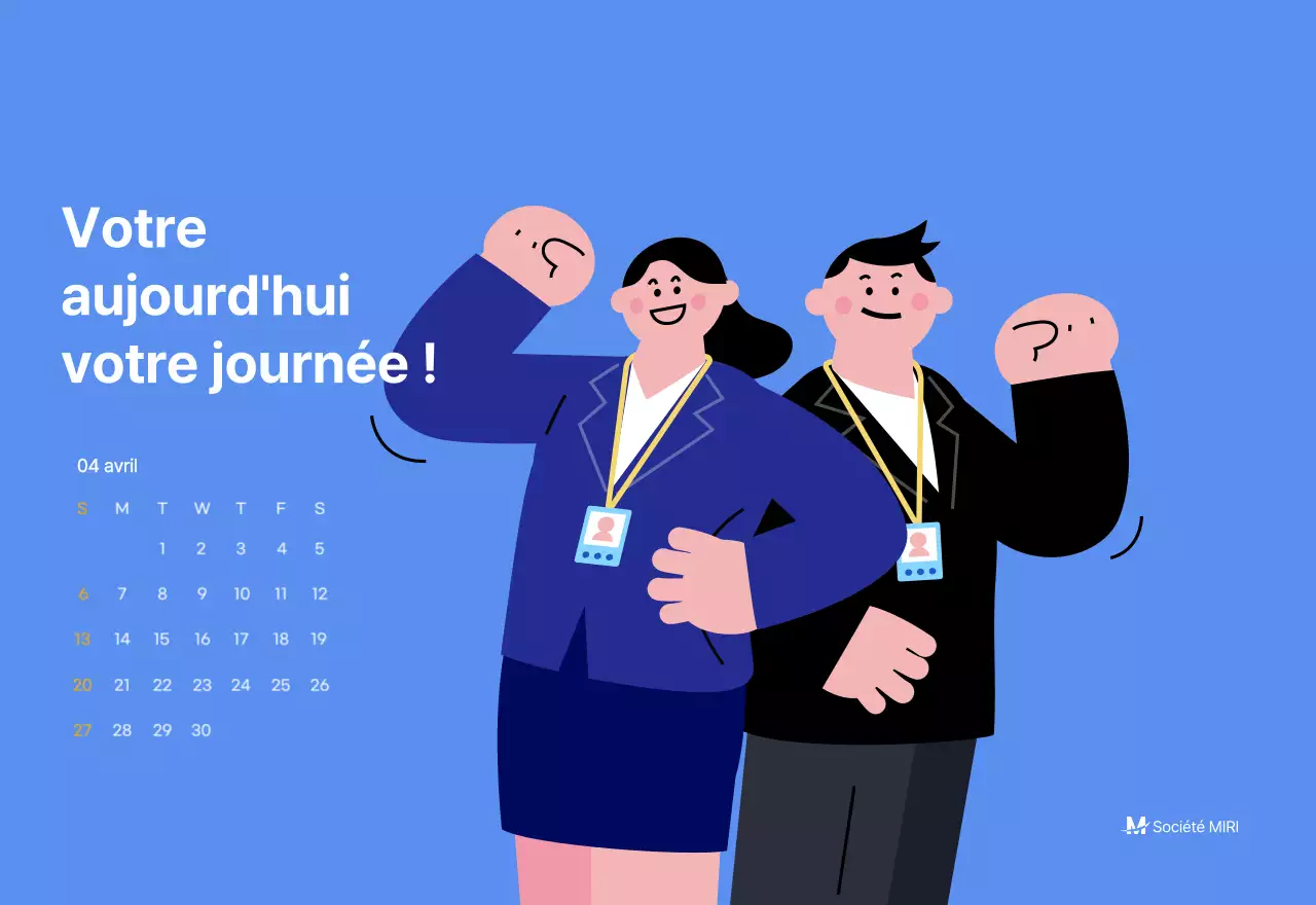 Calendrier de motivation avec des illustrations énergiques et des citations positives sur un fond bleu clair