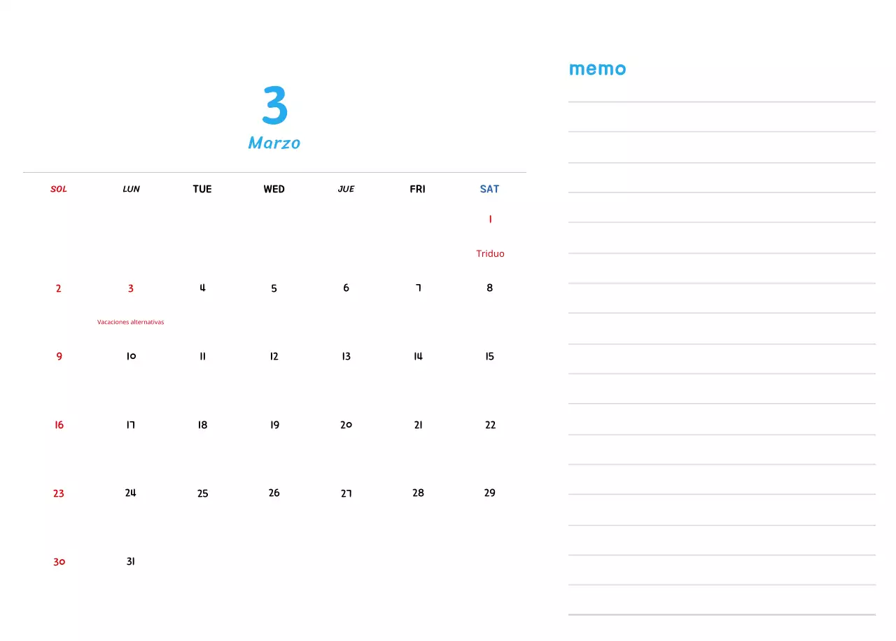 Calendario de Año Nuevo con simpáticas ilustraciones