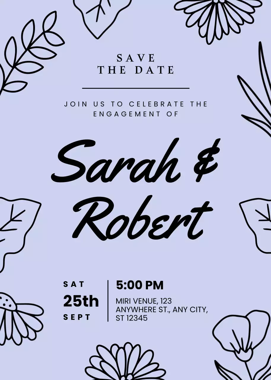 블루 미니멀리스트 약혼 초대장 포스터