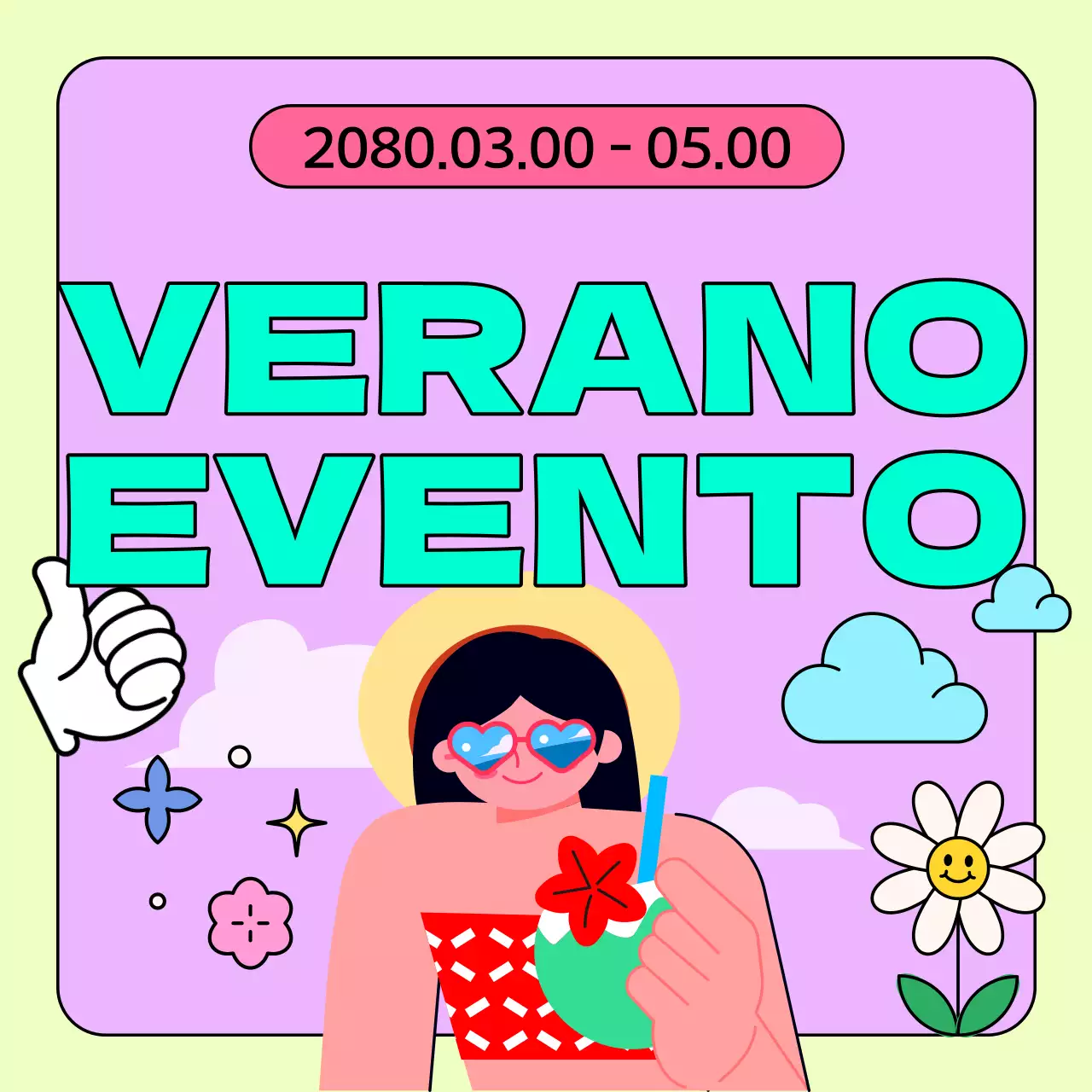 Eventos veraniegos kitsch en azul claro y rosa