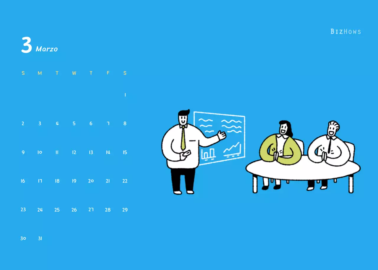 Calendario de Año Nuevo con simpáticas ilustraciones