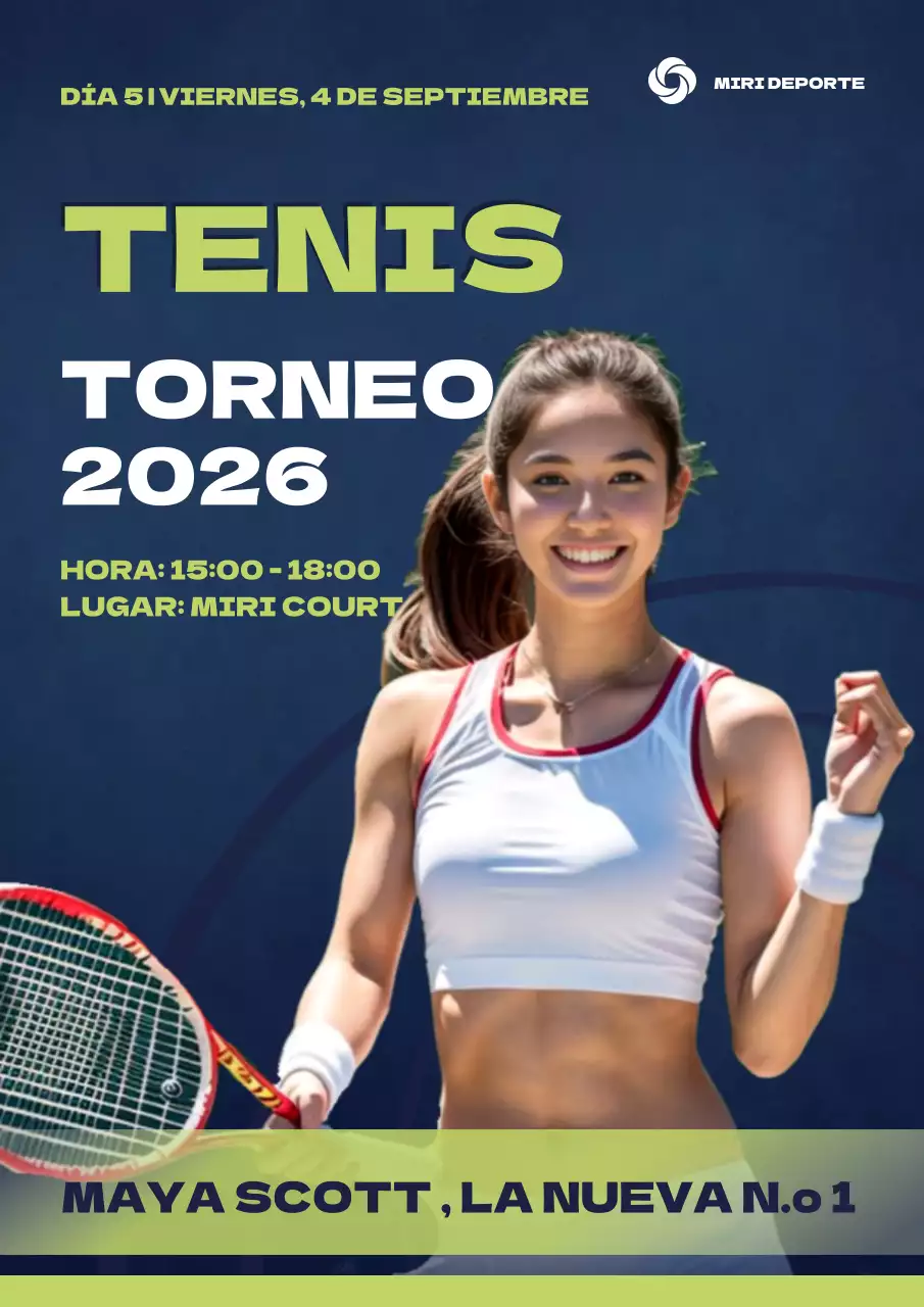 Folleto del torneo de tenis Blue Green Simple