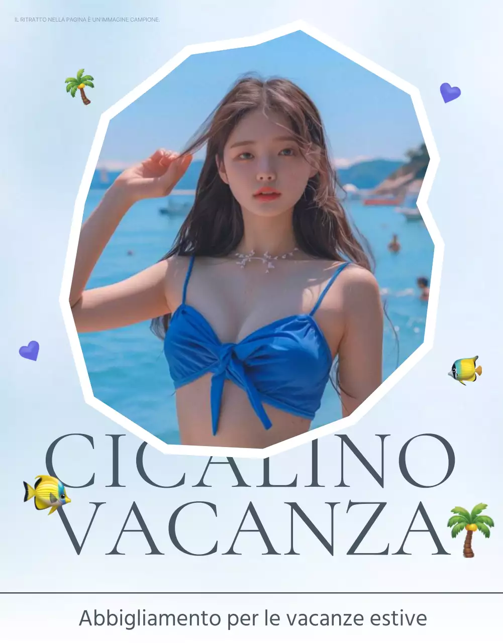 Concetto di emoji di tendenza per le vacanze estive in blu e azzurro per promuovere la moda