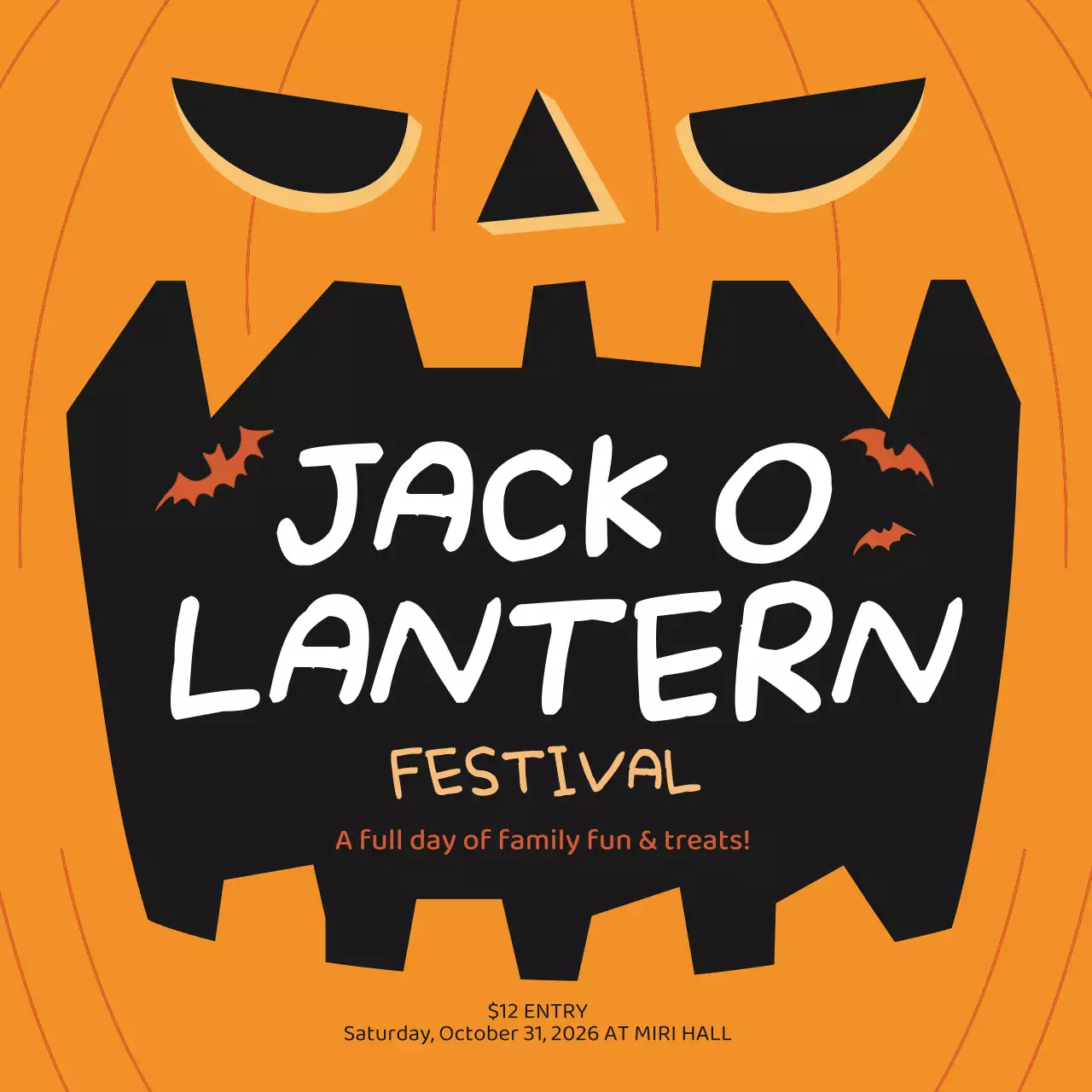 Orange Retro Festival Announcement Social Media Post