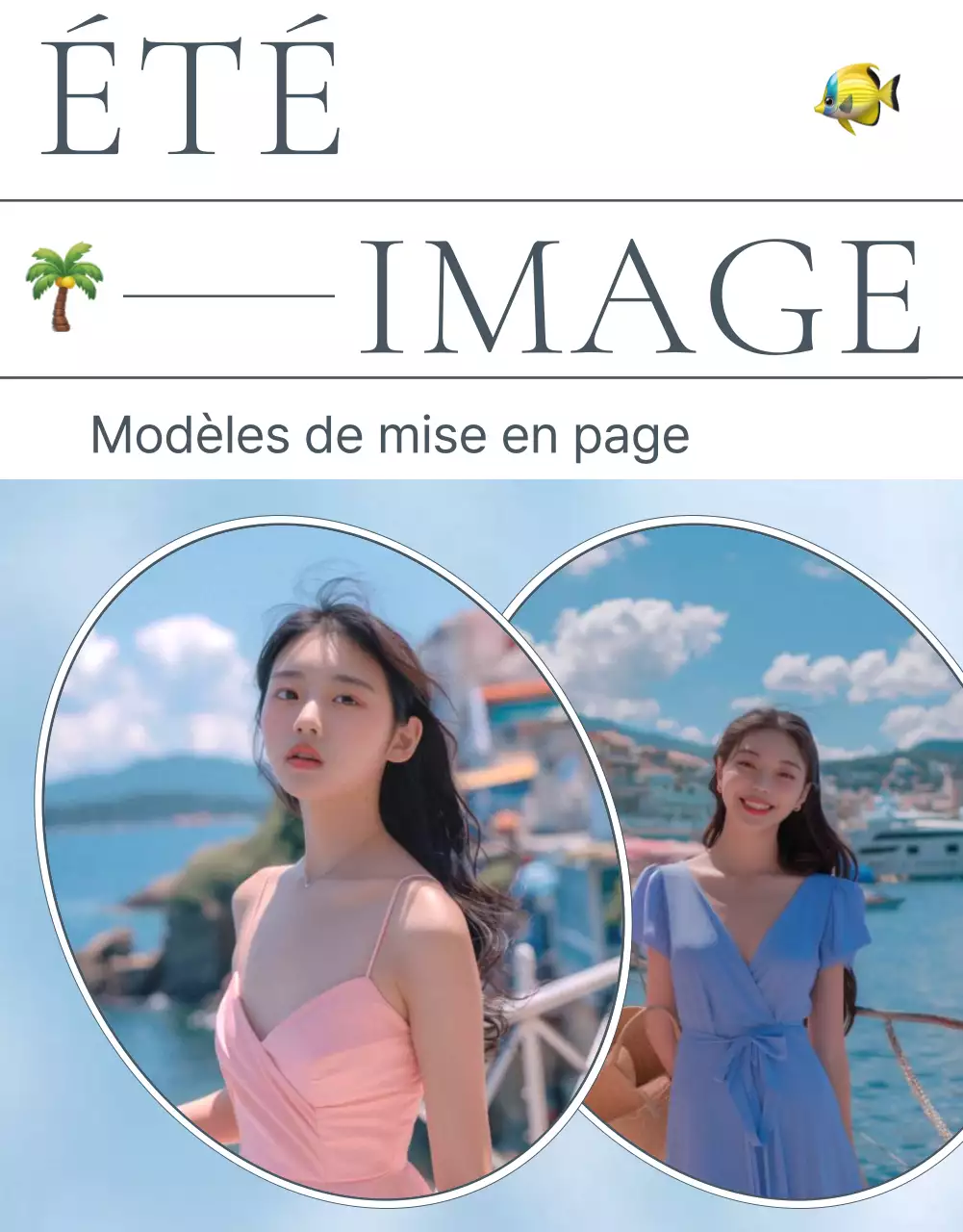 Concept d'emoji de vacances d'été en bleu et bleu clair pour promouvoir la mode