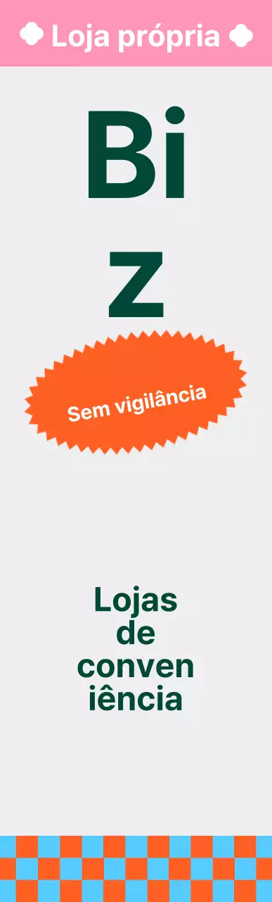 Sinal aéreo quadrado de loja de conveniência com padrão de cores vivas tamanho médio